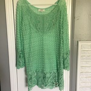 Beautiful mint colored Umgee crochet top